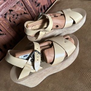 Kork-Ease Natural Leather Wedge Sandal, Size 36, New without box